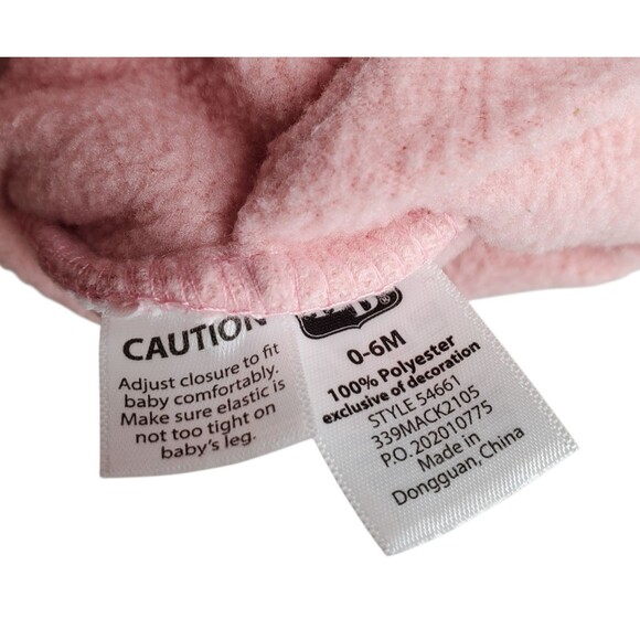 HB Hudson Baby Infant Newborn Cozy Fleece Booties Size 0-6 Months Pink & Cream - Picture 6 of 7